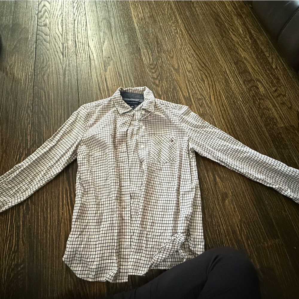 Tommy Hilfiger Black and White Plaid Shirt